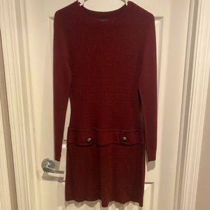 Burgundy long sleeve sweater dress